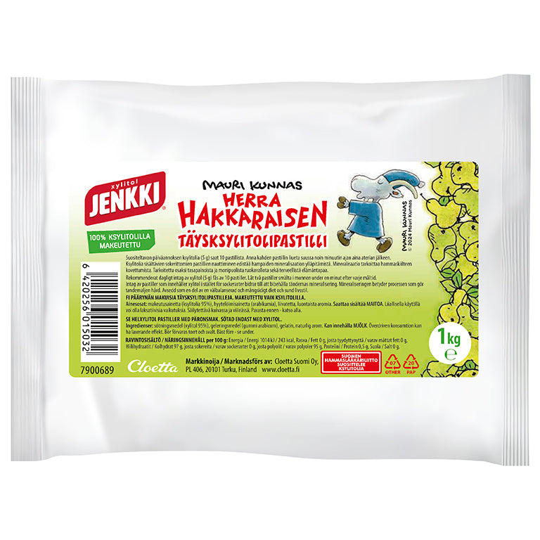 Jenkki Herra Hakkarainen 1 kg Päärynä -täysksylitolipastilli