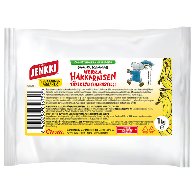 Jenkki Herra Hakkarainen 1 kg Banaani -täysksylitolipastilli