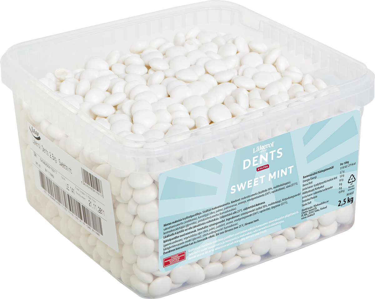 Läkerol Dents 2,5 kg Sweetmint -ksylitolipastillien suurpakkaus